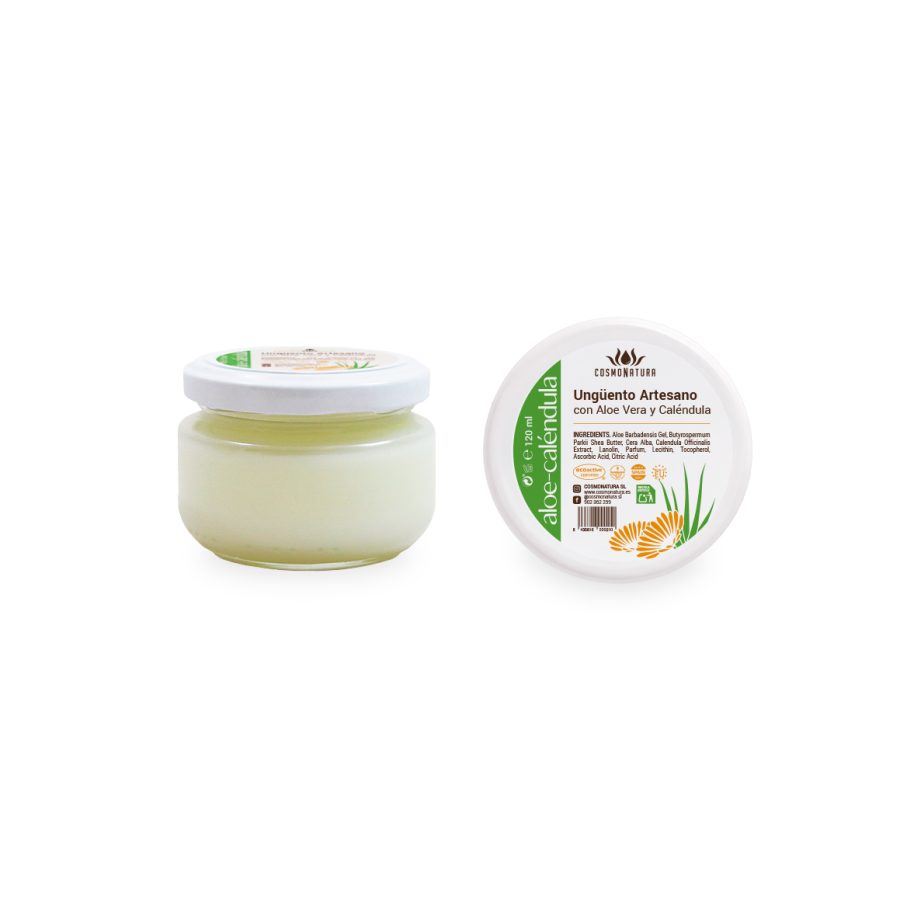 Ungüento artesano con aloe vera y caléndula